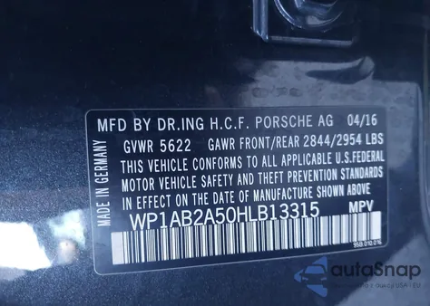 2017 Porsche Macan S z USA, uszkodzony, nr VIN WP1AB2A50HLB13315